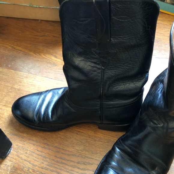 Lucchese Italian Leather Good Year Soles Black Cowboy Boots - Picture 4 of 6
